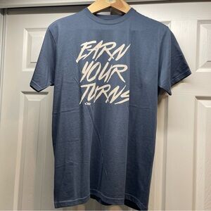 Outdoor Research Men’s “Earn Your Turns” Organic Cotton T-Shirt Sz L Blue / Gray